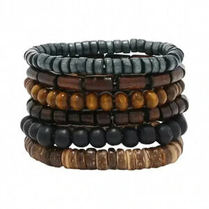 Handmade Wooden Bead Bracelet Set